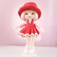 【Eco-friendly】 16cm Green Eyes Bjd Doll 13 Movable Joint Dolls Long Hair Blue Eyes Bjd Toy Little Gi