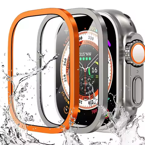 Screen Protector For Apple Watch Ultra 49mm Accessories Metal Bumper+Tempered Glass Aluminum Alloy C