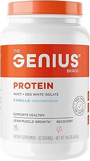 Genius Protein Powder - Natural Whole Food Egg White & Whey Protein Isolate Lean Muscle Building Ble