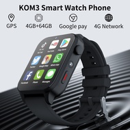 KOM3 4G Internet Smart Watch Phone 4GB 64GB Android 9.0 GPS 1.99" Screen Dual Camera Google Play SIM Card Sports Watch for Men