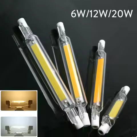 R7S LED COB Bulb J78 J118 Dimmable Glass Tube Light 78mm 118mm Equal 60W 120W Halogen Lamps AC 110V 