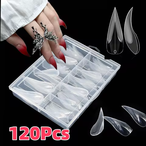 120Pcs 3D Eagle Claw Fake Nails Full Cover Press On Nail Forms Molds Crystal Nail Art Extension Tip 