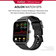 Aolon GTS 2024 Smart Watch 1.83 นิ้วสมาร์ทวอทช์นาฬิกาออกกำลังกาย 100+ โหมดกีฬาแคลอรี่ระยะทางขั้นตอนอัตราการเต้นของหัวใจการฝึกหายใจความดันโลหิตเลือดออกซิเจน PK Amazfit 220mAh 3-5 วันสแตนด์บาย รองรับภาษาไทย