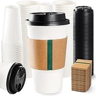 60 Pack 20oz Disposable Insulated Coffee Cups with Lids and Sleeves - Sturdy, Leak-Proof, Non-Slip T