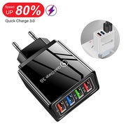 EU/US Plug Quick Charging 3.0 4 USB Charger Multiple Port Coloful Travel Charging Adapter Portable S