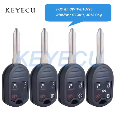 Keyecu CWTWB1U793 315MHz 433MHz 4D63 Chip Remote Car Key Fob for Ford Flex Explorer Taurus F-150 201