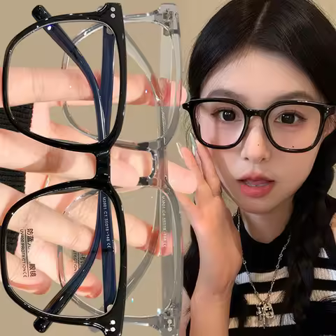 2025 New Japanese Black Box Glasses Trendy Brand No Degree Premium Y2K Atmosphere Anti Blue Light Gl