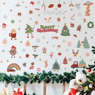 Cartoon Christmas Window Decoration Sticker, pvc Self-Adhesive Waterproof Wall Sticker, Santa Snowflake Gift Children's Room Garland Wall Sticker