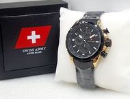 Jam Tangan Man Pria Swiss Army 6561 Tali Stainless Steel Fitur Date Dan Chronograph Bonus Box dan Ga