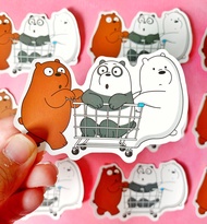 💖WATERPROOF💖 We Bare Bears with Grocery Cart Luggage / Laptop Sticker #741