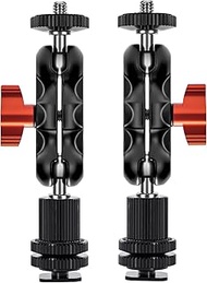 Mini Magic Arm Multi-Function Double Ball Head with Cold Shoe Mount and 1/4’’-20 Screw for Monitor, 