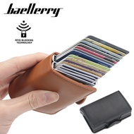 Baellerry ผู้ถือบัตรเครดิต2021ใหม่ Double-Layer กล่องอลูมิเนียมกระเป๋าสตางค์ RFID หนัง PU Pop-Up แม่เหล็กคาร์บอนไฟเบอร์กระเป๋าใส่เหรียญ
