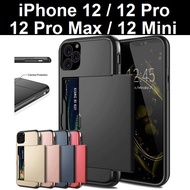 iPhone 12 / 12 Pro / 12 Pro Max / 12 Mini Rugged Card Slide Armour Phone Case Casing Cover