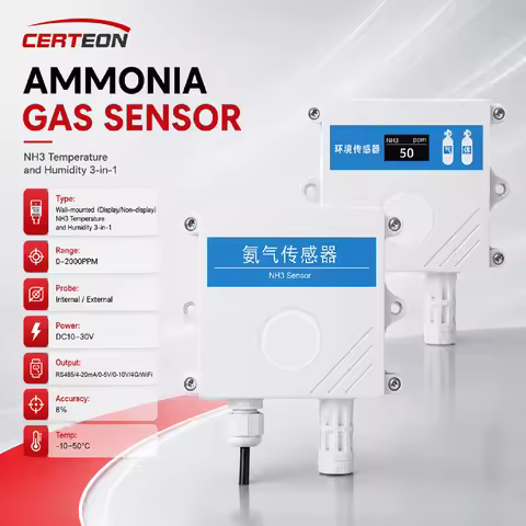 QT-10A NH3 Ammonia Sensor Ammonia Gas Detector Farm Refrigeration Industrial Gas Monitor IP65 RS485 