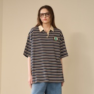 CACO-BRACHIO Electric Embroidered Colorful Striped Lapel Top-Women [L2JM008]