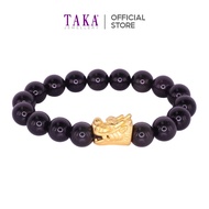 TAKA Jewellery 999 Pure Gold Dragon Charm with Beads Bracelet