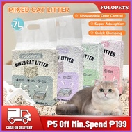 ◿ ◸ ∏ FOLOPETS Mixed Cat Litter 7L Tofu Cat Litter Bentonite Deodorant Highly Absorbent Cat Litter