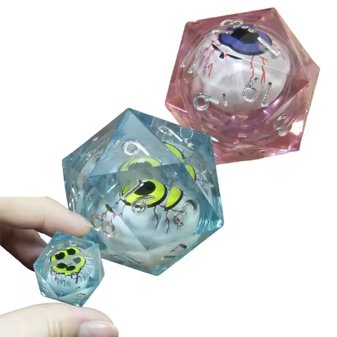 Movable Eyeball Dice D20 for Funny Friend Party Board Game Entertainment Pink Blue 1Pc