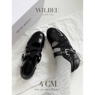 WILBEU Chloe 4cm padded women's Mary Jane shoes with cross straps and buckles, soft and comfortable 