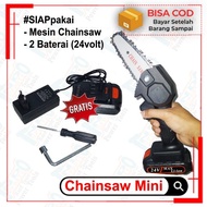 Mesin Chainsaw Mini 4 Inci Mini 24 Volt Cordless Murah Promo Gergaji