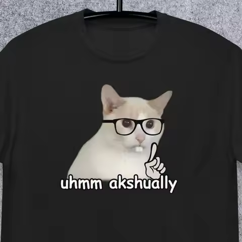 Um Actually Funny Nerd Cat Meme Tee Shirt Gift for Man Goofy Ahh T-shirt Silly Cats Tshirt, Brainrot