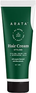 Arata Natural Styling &amp; Hold Hair Cream With Organic Flaxseed &amp; Olive Oil | All-Natural &amp; Cruelty-Free | Styling &amp; Hair Growth Formula For Men &amp; Women - (50 G)