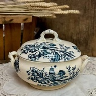 *50334-絕美法國古董瓷器HB & Cie Terre de Fer 湯盅