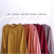 (Idola Wanita) Gamis Warna Burgundi Lebar Bawah Mayung Jumbo LD 120/ Gamis Crincle Wanita Dewasa Bus