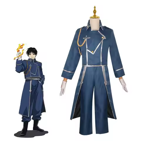 Anime Fullmetal Alchemist Roy Mustang Cosplay Costume Blue Unisex Military Uniform Halloween Brother