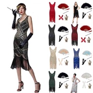 Women 1920s Gastby Sequin Art Nouveau Embellished Fringed Flapper Dress for Party Cosplay