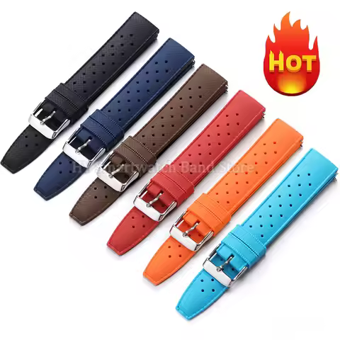 Classic Tropical Style Watch Strap 20mm 22mm Watch Band for Seiko for Oris for Citizen Silicone Quic