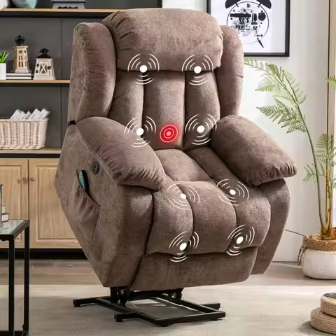 Power Lift Recliner Chair with Heat & Massage for Elderly, Overstuffed Lift Chairs with USB Port and