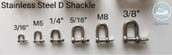 3/16", M5, 1/4", 5/16", M8, 3/8"    304 Stainless Steel D Shackle [Ready Stock]