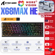 ATTACK SHARK X68MAX HE Rapid Trigger Aluminum Keyboard Magnetic Switch Wired 8KHz Polling Rate Adjus