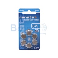 mobile4289shop ถ่านเครื่องฟัง ถ่านหูฟัง ถ่าน RENATA 675 A 1.45V ของแท้ ( 1 แผง 6 ก้อน )