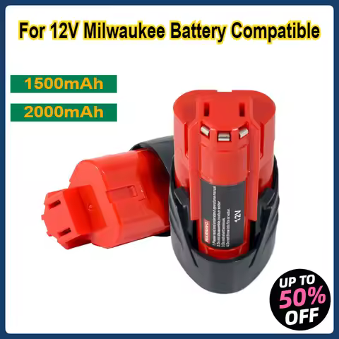 For 12V Milwaukee Battery 1.5Ah/2.0Ah Compatible with Milwaukee M12 XC 48-11-2410 48-11-2420 48-11-2