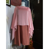 Pre-Loved NINANG DRESS for WEDDING FORMAL ATTIRE MIDI DRESS with OVERLAP SCARF for Small Size Woman