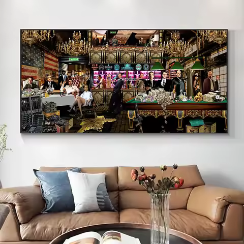 Classic Movie Character Party The Wolf of Wall Street Godfather Scarface Pulp Fiction Canvas Paintin