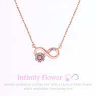 A.CEMI Infinity Flower Necklace สร้อยคอเงินแท้ ชุบทอง 18K โรสโกลว์ ของขวัญแฟน