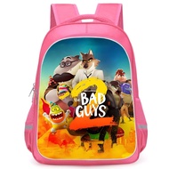 Pink Bad Guys 2 Student Backpack The Bad Guys 2 School Bag 53cm Printed Casual Lightweight Backpack 