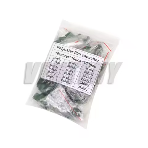 180pcs=18value*10pcs Polyester film capacitor Assorted Kit contains 2A104J 2A332J 2A472J 2A103J 2A33