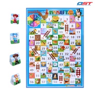 Snake Ladder Game Set A-H (Size When Unfolded 50x70 Cm.) Plastic Board There Is A Rotating Needle To