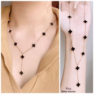 Women's titanium necklace lv clover dangle vintage trending Korean fashion rosegold premium stainles