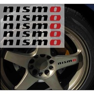 set of 5 nismo rim decal stickers, black and red 3.7 inches long nissan