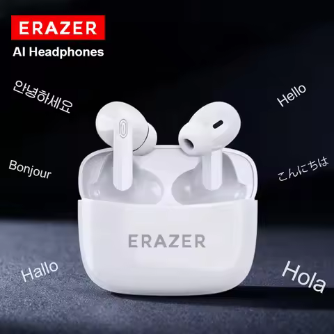 ERAZER Real Time AI Translator Headphones Wireless Earphones Bluetooth Microphone Noise Cancelling E