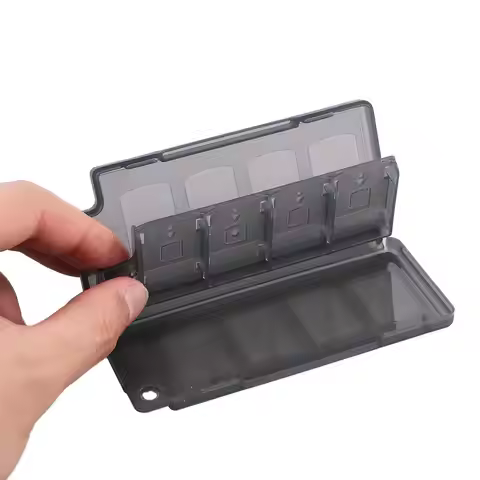 Portable Black White 10-in-1 8 Game Cards + 2 TF Cards Storage Case Mini Box 11.2x4.7x1.3cm Holder F