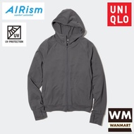 UNIQLO AIRism Jaket Wanita UV Protection Mesh Retsleting Hoodie Gray