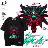 The Witcher 2077 Cyberpunk Graphic Tee | 100% Cotton, Black, Unisex Game Merch, Trendy Streetwear