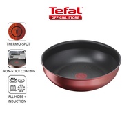 Tefal Ingenio Daily Chef Induction Frypan, Wok Pan, Cookware Set Red 26cm/28cm/3pcs