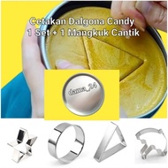 Complete Cake Mold COOKIES CUTTER 1 SET SQUID GAME 4 CANDY+Beautiful Bowl (Dama_24)/ DALGONA CANDY/SQUID GAME CANDY/KOREAN/ DALGONA Mold Chinese New Year Decoration/CANDY BARS/DIY TOOLS